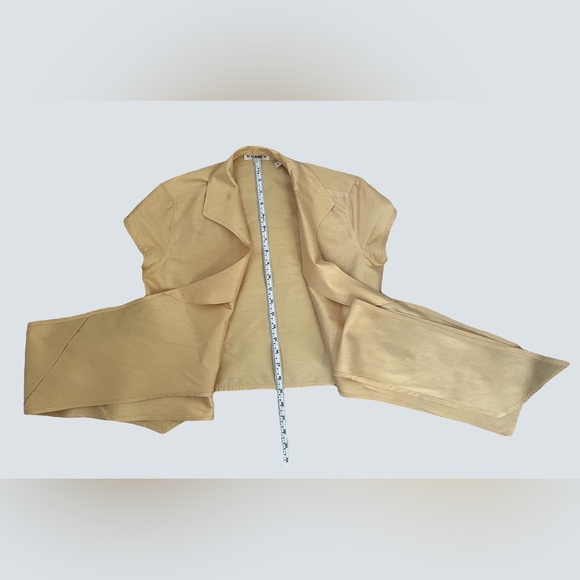 L’Equipe cropped gold wrap top, in pure silk - Picture 6 of 10